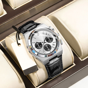 <span class=keywords><strong>Reloj</strong></span> para Hombre de Lujo con Correa de Cuero y Acero Inoxidable, Pantalla de 24 Horas, Cronógrafo Resistente al Agua, <span class=keywords><strong>Reloj</strong></span> de Pulsera de Cuarzo - Product Image 1