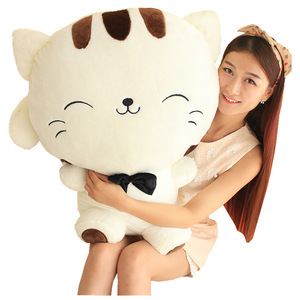 Kawaii mỉm cười khuôn mặt lớn mèo vui đáng yêu bé OEM/ODM nhồi bông mèo búp bê ngủ đồng hành Thú nhồi bông mềm đồ chơi sang trọng cho trẻ em - Product Image 2