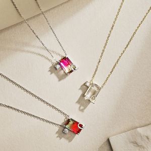 Collier pendentif Dylam haut de gamme pour femme, lettre initiale Q en cristal de zircone 5A et breloque, chaîne dégradée de couleurs - Product Image 2