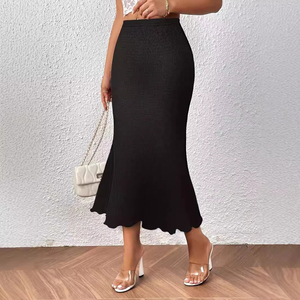 Personalizado 2025 nueva moda elegante Jacquard estiramiento sirena media falda mujer ceñido al cuerpo sólido Spandex/poliéster falda de verano - Product Image 1