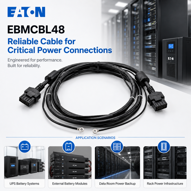 Eaton EBMCBL48 UPS Battery Module Connection Durable Rack Power Accessory Plug and Play