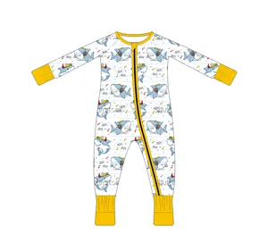 Dessin animé mignon musique requin bébé fille garçons fermeture éclair Onesies enfant en bas âge à manches longues bébé vêtements ensemble Onesies