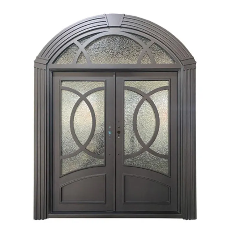 European style custom arched door Villa residence exterior security metal wrought iron gates