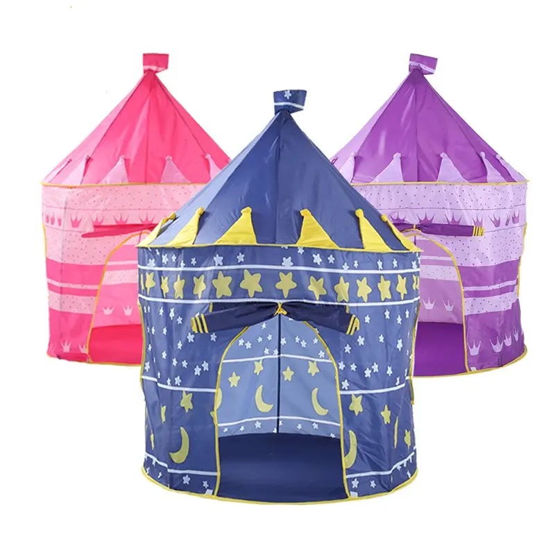 Складной Замок принцессы с окошком для девочек, большая палатка для дома, детский замок, игровая игрушечная палатка со светодиодными фонарями