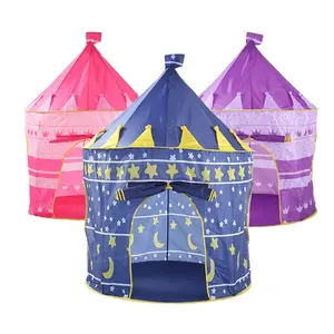 Janela dobrável menina princesa castelo tenda, grande casa crianças castelo jogar barraca de brinquedo com luzes led