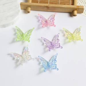 Breloques Papillon Transparents en Résine pour DIY, Accessoires pour Pinces à Cheveux, Matériel pour Épingles à Cheveux et Broches Faites à la Main, Style Classique, 6 Couleurs - Product Image 1