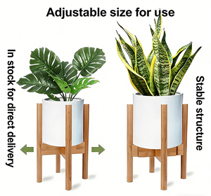 Support à plantes en bambou naturel <span class=keywords><strong>de</strong></span> style mid-century, largeur réglable, pour salon, convient aux pots <span class=keywords><strong>de</strong></span> plantes <span class=keywords><strong>de</strong></span> 8 à 12 pouces - Product Image 2