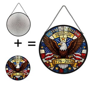 Pendentif suspendu attrape-soleil en vitrail pour le 250e anniversaire des États-Unis, design Aigle de la Liberté 1776-2026 - Product Image 6
