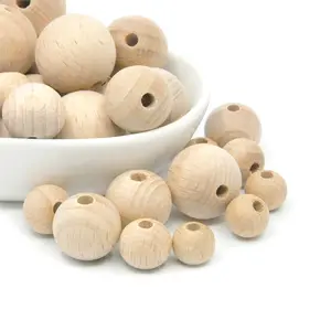 Natural color organic round balls wooden beads DIY accessories