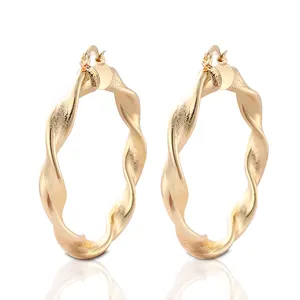 Pendientes de aro grandes de Color dorado de 18K de estilo coreano