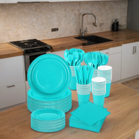 Lot de vaisselle jetable unie pour fêtes, comprenant assiettes, gobelets et serviettes en papier, fournitures de fête
