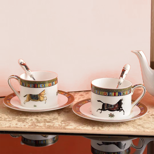 European Home Teacup Set Living Room <b>Ceramic</b> <b>Teapot</b> Kettle Wedding Housewarming Bone China Gift - Product Image 2