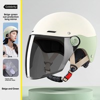 Casque de moto électrique certifié 3C en ABS pour femmes ; Protection solaire estivale, demi-casque toutes saisons, double ouverture respirante
