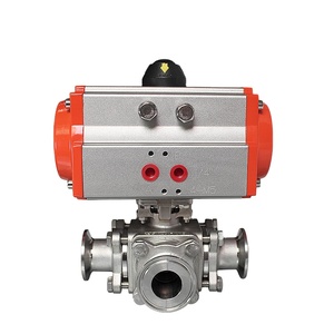 Válvula de bola neumática de tres vías de alta presión COVNA para medios de agua - Product Image 1