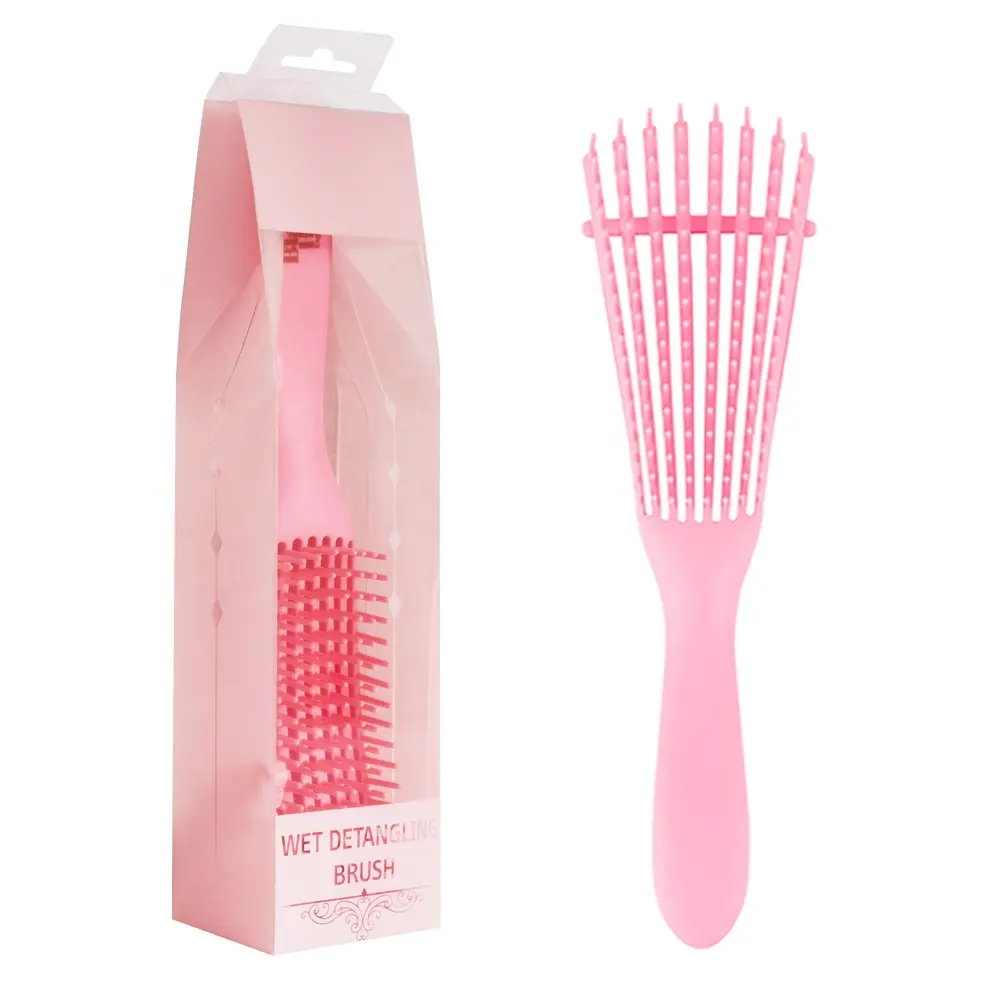 Custom Acht Moving Arms Hoofd Curve Vent Sneldrogende Detangling Hair Brush Met Speciale Vorm