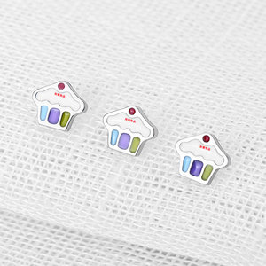 Food Shape <b>Titanium</b> Alloy <b>Stud</b> Earrings White Bezel Setting Gift Jewelry - Product Image 1
