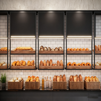 Vitrine de design d'intérieur pour magasin de détail dans le centre commercial-Vitrine en verre de boulangerie-Présentoir en bois