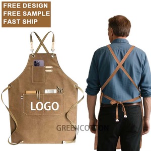 Tablier de cuisine en toile de <span class=keywords><strong>coton</strong></span> avec logo personnalisé, dos croisé pour homme, durable, résistant à l'huile, non décolorant, pour la cuisine à domicile, la pâtisserie - Product Image 1