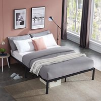 Cadre de lit plate-forme Queen TWIN en métal robuste noir