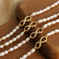 Bracelet de perles d'eau douce pour femme, best-seller, avec pendentif symbole infini incrusté de zircon