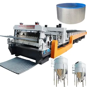 Huangyang profesyonel galvanizli tahıl Bin su deposu yapma makinesi/tam otomatik Silo yanak rulo şekillendirme hatları