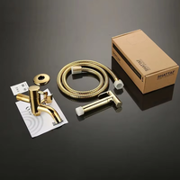 Vente chaude Laiton Or Portable Bidet Pulvérisateur Douche Toilette pour Bidet Fixation Toilette Salle De Bains Support Mural Tuyau Ensemble