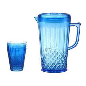 2L Best Food Grade Plastic Crystal Wide Mouth Promotional Plastic Cold Water Jug Bottle <b>Cup</b> <b>Set</b> with Lid and 4 Pcs Glasses - Product Image 2