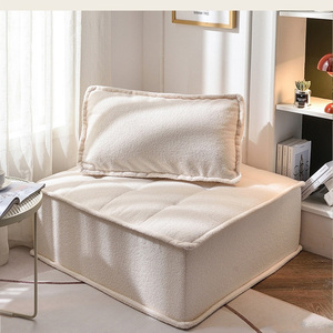 Sofá Cama Cuadrado Sherpa con Respaldo Acolchado, Sin Brazos, de Una Plaza, Relleno de Espuma, Cómodo, Estilo Escandinavo para Sala de Estar - Product Image 5