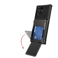 Étui portefeuille pour Samsung Galaxy S24 S25 S26 Ultra avec 5 emplacements pour cartes, coque rigide antichoc en PC, porte-cartes, étui de téléphone