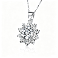 Collier fleur en diamant cultivé en laboratoire certifié IGI 1,5 carat, or 14 carats, collier de mariage en diamant cultivé en laboratoire, cadeau d'anniversaire