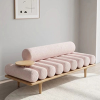 Banc ottoman rectangulaire moderne en tissu, tabouret de design contemporain, long banc pour salon, hôtel, appartement