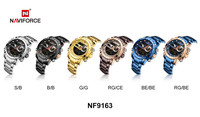 Jam Tangan Pria NAVIFORCE 9163 BEBE Mewah Full Steel Tahan Air Layar Ganda Quartz Analog Kronograf Reloj