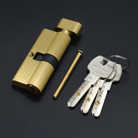 Bouton de cylindre en or entièrement en laiton de haute qualité 3 pièces clé en laiton serrure personnalisée serrure à cylindre en or avec bouton