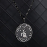 Nouveau collier en acier inoxydable le plus vendu avec pendentif Saint Christophe pour la protection en voyage