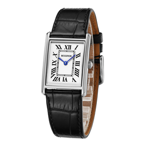 Reloj de Pulsera de Cuarzo Cuadrado Clásico y Atemporal para Hombre con Correa de Cuero y Caja de Acero Inoxidable para Negocios y Uso Diario - Product Image 5