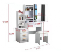 Meuble de chambre à coucher moderne personnalisé avec 4 tiroirs en bois blanc, miroir éclairé sur pied pour hôtel, appartement, salon