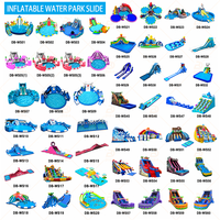 Toboggan aquatique gonflable commercial grand format bleu à double piste avec piscine pour événements extérieurs, adapté à tous les âges