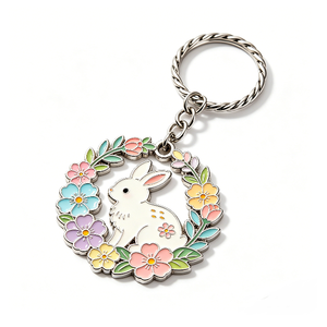 Custom Enamel <b>Cat</b> Keychain Metal Key <b>Ring</b> Floral Pendant Zinc Alloy Souvenir Gift - Product Image 2