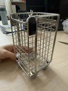 Cheap Collapsible Wheeled Compact Portable Steel Mesh Shopping Cart with 4 Wheels Foldable Luggage <b>Trolley</b> - Product Image 4