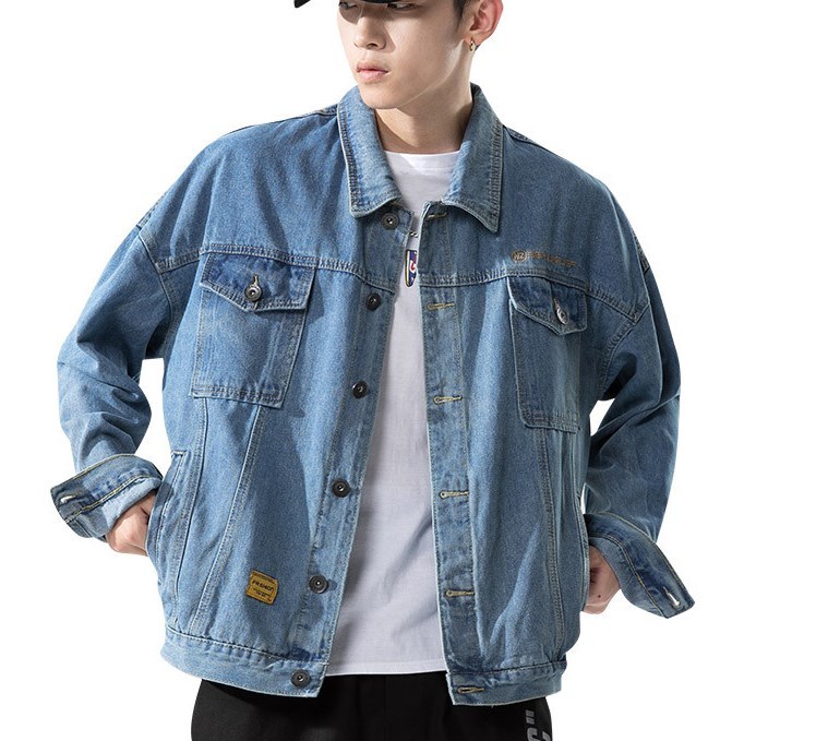 Wholesale high quality jeans jackets multi pocket men's stylish jeans jackets coats custom logo design buttons up cotton jacket