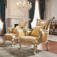 Ensemble de canapés en bois massif de couleur champagne, rembourrage en éponge haute densité, style européen, meubles de salon pour grand espace