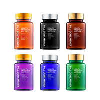 Bouteille en plastique PET personnalisée Pilule Capsule Médicament Conteneur Vitamin Bouteille vide galvanisée avec couvercles