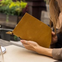 Porte-menu A4 en cuir PU avec élastique, couverture de menu tendance, porte-factures de luxe, support de menu pour restaurants et bars – Offre Spéciale