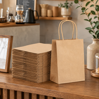 Bolsa de Reparto para Restaurantes Ecológica y Desechable, Diseño Autoportante Resistente, Papel Kraft Reciclable y Biodegradable