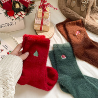 Automne hiver femmes dessin animé motif équipage longueur épais Polyester doublé polaire tricoté vison velours absorbant la sueur chaussettes décontractées