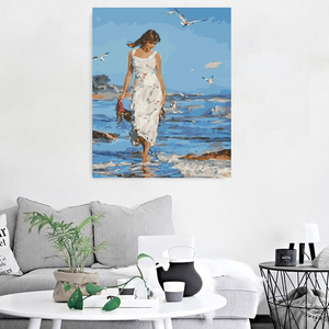 Pintura por Números DIY, Paisajes, Chica, Mujer, Paisaje Marino, Lienzo, Arte de Pared, Cuadro, Pintura sin Marco, Manualidades, Regalos, Set <span class=keywords><strong>para</strong></span> Adultos - Product Image 4