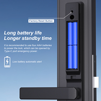Cerradura Inteligente para Puerta de Vidrio y Aluminio con Grado de Impermeabilidad IP65, Control por Aplicación Tuya, Desbloqueo por Huella Dactilar, Contraseña, Tarjeta y Llave