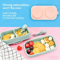 Boîte à lunch de voyage en silicone grande capacité XHJ pour enfants, avec base à ventouse, anti-fuite, sans BPA, pour bébés de plus de 12 mois
