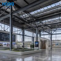 Centre de vente et de réparation de voitures, hall d'exposition en structure métallique, conception et construction de bâtiments en ossature acier