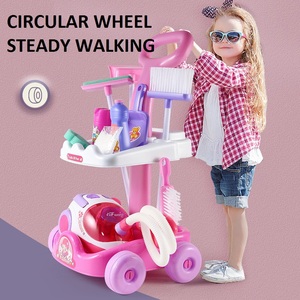 KSF Offres Spéciales plastique semblant jouer jouets pour enfants enfants jouets nettoyage <span class=keywords><strong>rose</strong></span> chariot outils jouets électriques <span class=keywords><strong>aspirateur</strong></span> chariot - Product Image 3